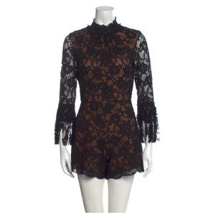 Alexis Black Lace and Mesh Illusion Short Romper Sz XS #0045